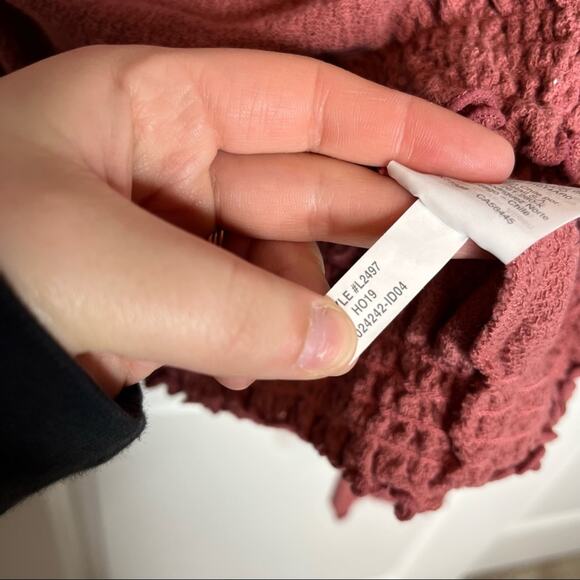 Madewell Texture & Thread Pink Smocked Bell Sleeve Top Size Small - Picture 6 of 8